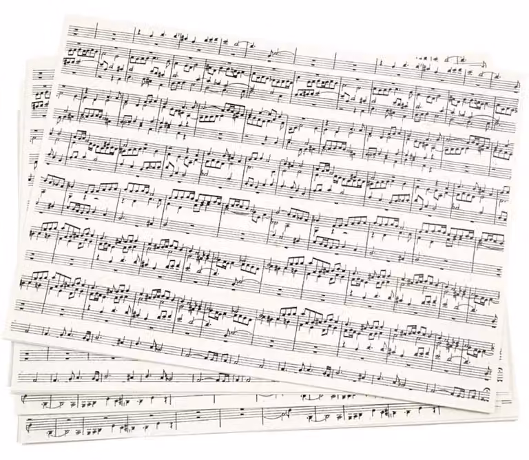 Carta kraft con note musicali, 10 fogli, 21 x 30 cm, 100 g