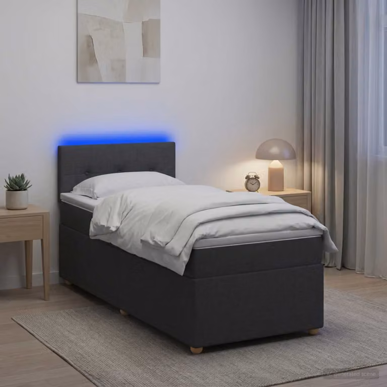 Letto box spring con materasso ibrido vidaXL in tessuto Grigio Scuro L: 200 cm, P: 80 cm