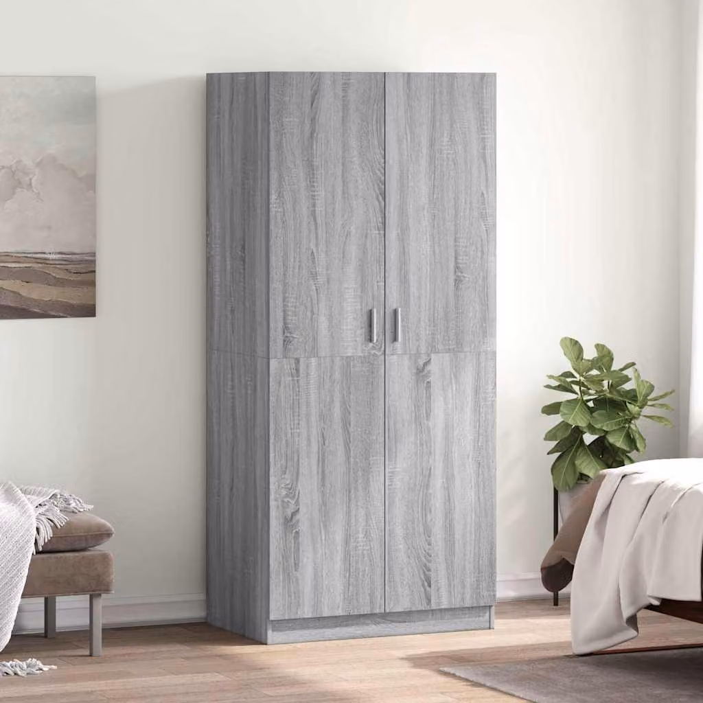 Armadio moderno vidaXL in legno grigio con ante a battente L: 80 cm, P: 52 cm, H: 180 cm