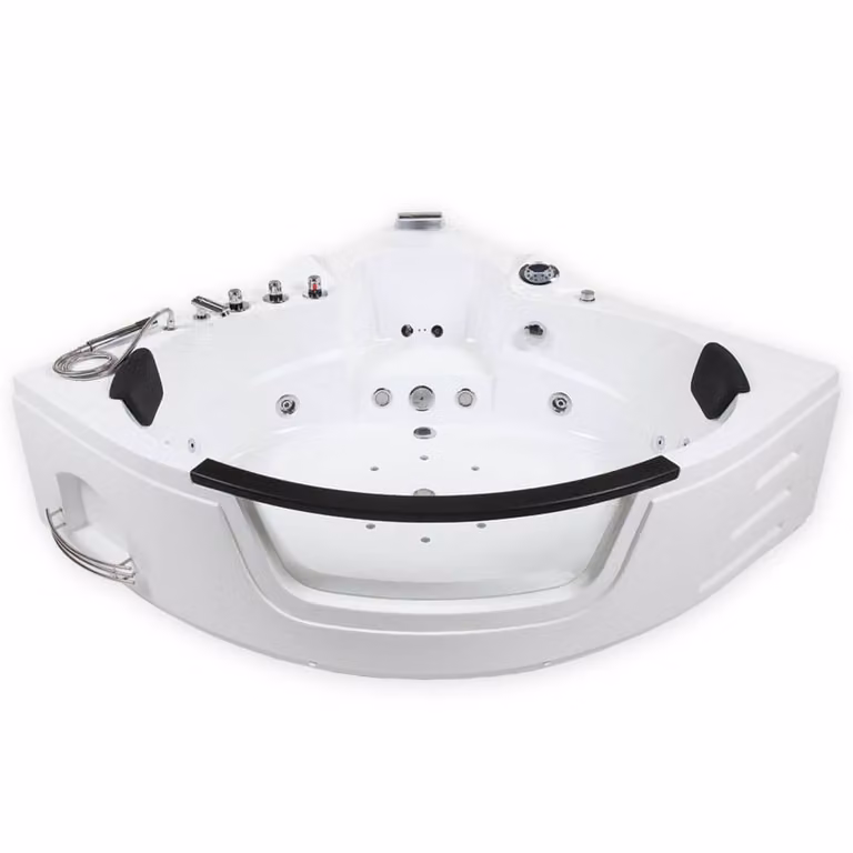 Home Deluxe - Whirlpool - Laguna L - Bianco, dimensioni 157x157x65cm - incl. radio, riscaldamento e terapia della luce I Vasca ad angolo per 2 persone, vasca interna