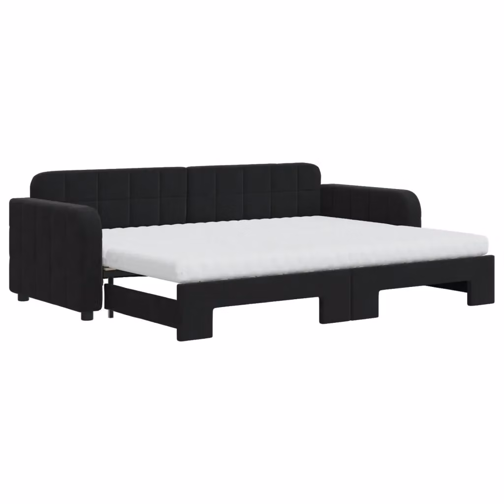 Divano Letto Estraibile vidaXL in Velluto Nero con Cassetto per Soggiorno e Camera da Letto L/P: 80 x 200 cm – 2