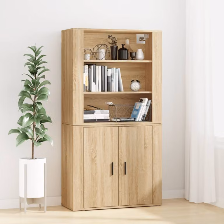 Credenza moderna vidaXL in legno multistrato color rovere sonoma marrone, sospesa a parete, L: 70 cm, P: 33 cm, H: 33 cm