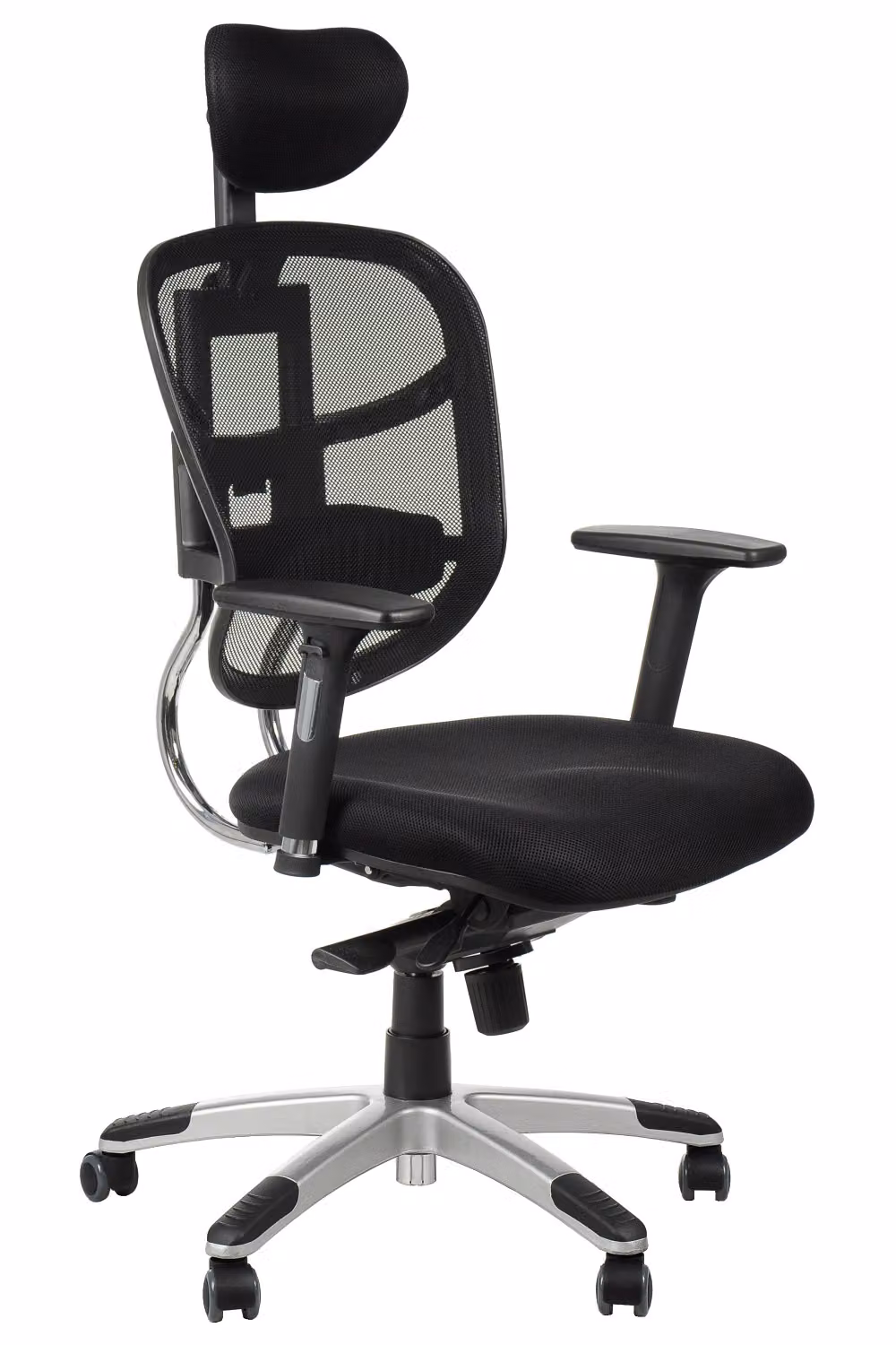 Sedia da ufficio ergonomica girevole HN-5018, braccioli regolabili, poggiatesta, seduta scorrevole (avanti-indietro), nero