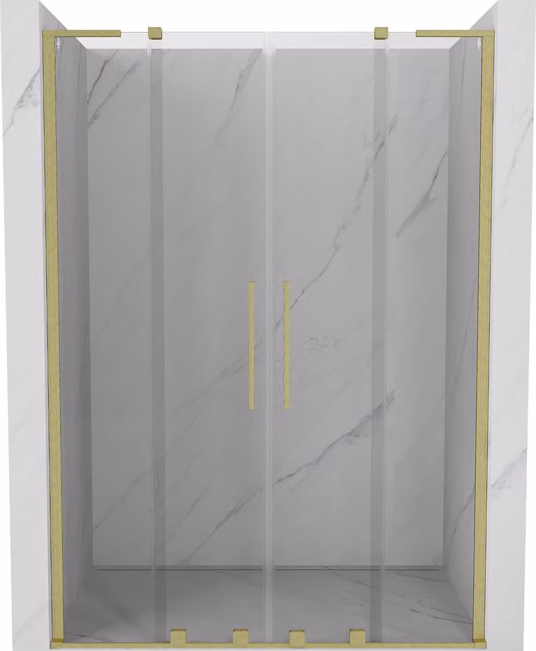 Mexen Velar L Duo porte doccia scorrevoli 140 cm, trasparente, oro spazzolato - 871-140-003-02-55