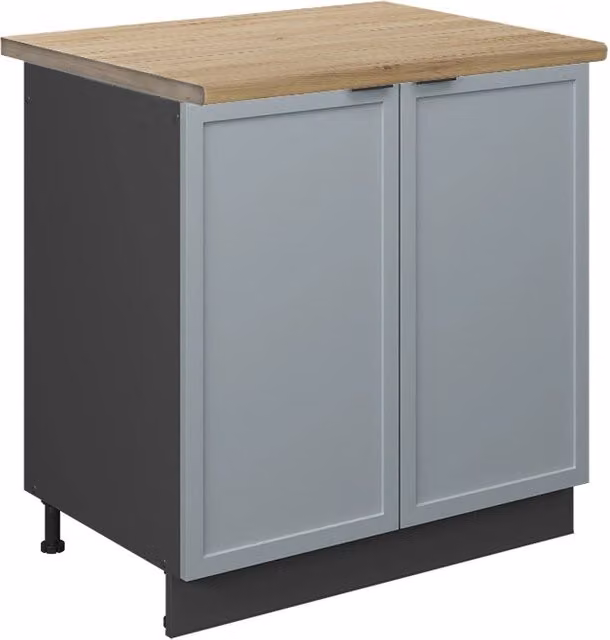 Mobile lavello cucina Fame-Line Vicco Blu-grigio chiaro e Antracite con top in Rovere, L: 80 cm, P: 60 cm, H: 82 cm