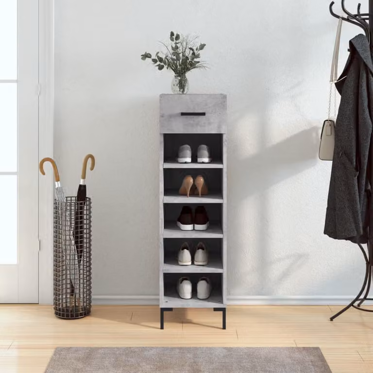 Scarpiera da parete vidaXL in stile industriale, Grigio, L: 30 cm, P: 35 cm, H: 105 cm