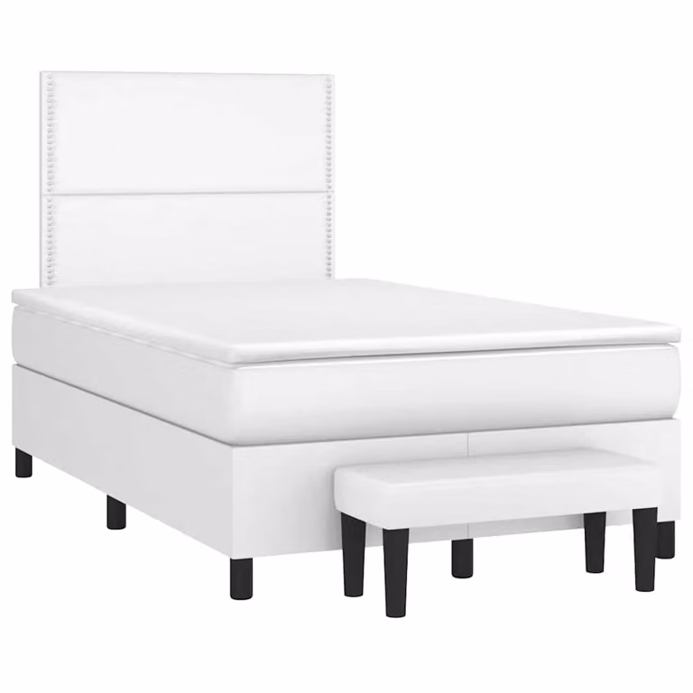 vidaXL Giroletto a Molle con Materasso Bianco in Similpelle L/P: 120 x 200 cm