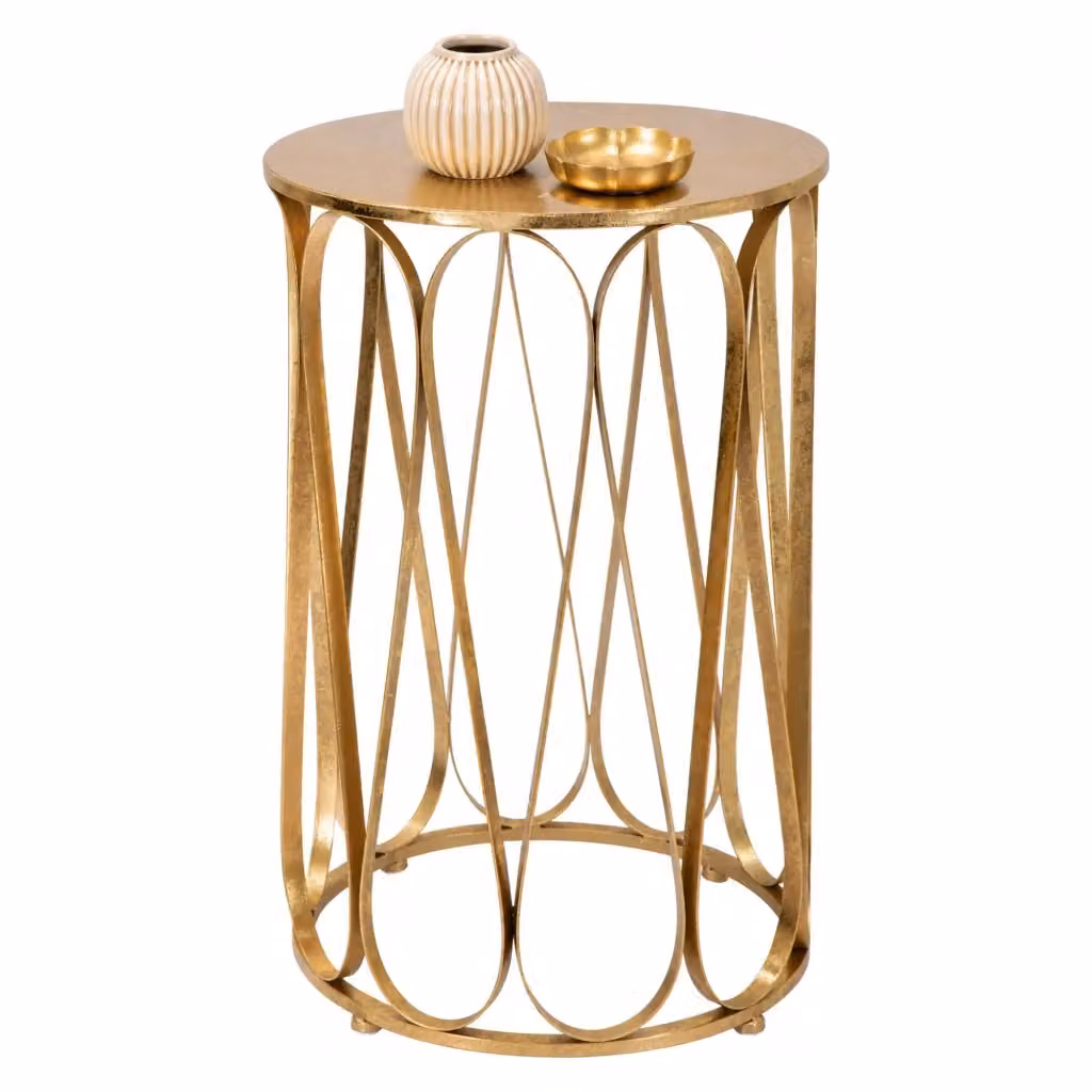 Tavolino da salotto Danoba oro con piano rotondo in metallo L/P/H: 37 x 37 x 58 cm – 2