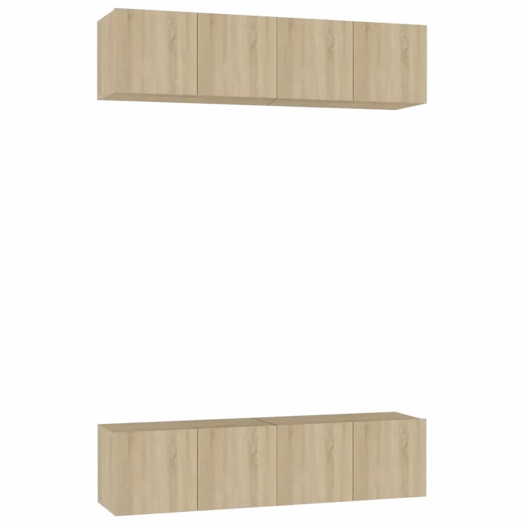 Set di 4 mobili porta TV vidaXL in legno multistrato color rovere, L 60 cm x P 30 cm x H 30 cm – 2