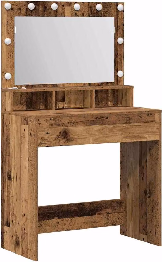 Tavolo da Trucco con specchio Legno vecchio 75,5 x 41 x 135 cm