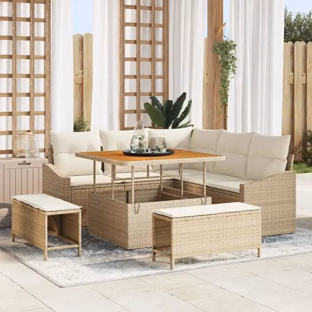 Set Divano da Giardino 8 pz Beige polyrattan 3362646