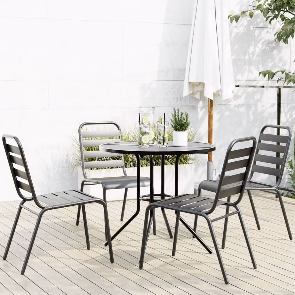 Maison Exclusive - Set di sedie da giardino, 5 pezzi, impilabili, in acciaio verniciato a polvere
