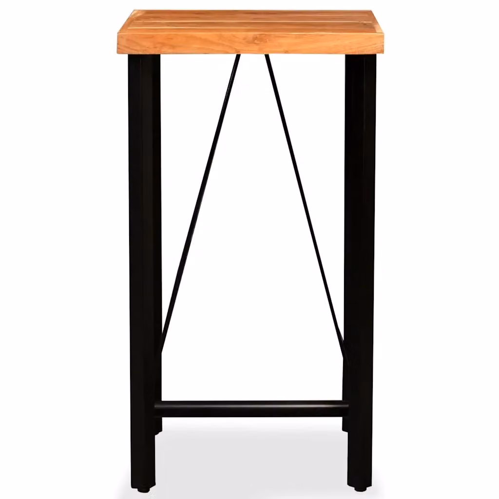 Set da Bar vidaXL in Legno di Acacia e Pelle con Design Industriale, Marrone e Nero