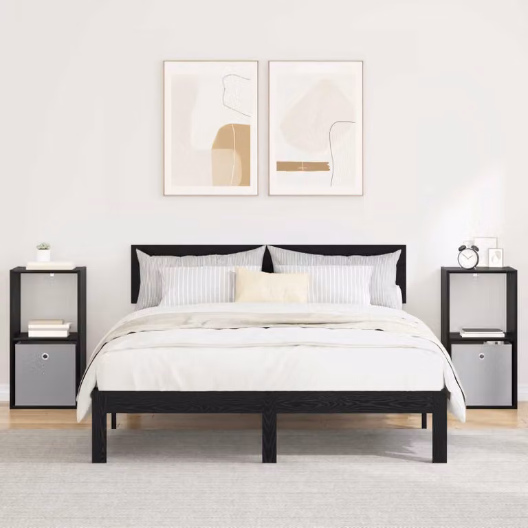 Set di 2 comodini moderni vidaXL in colore nero, L 35 cm x P 32 cm x H 68,5 cm