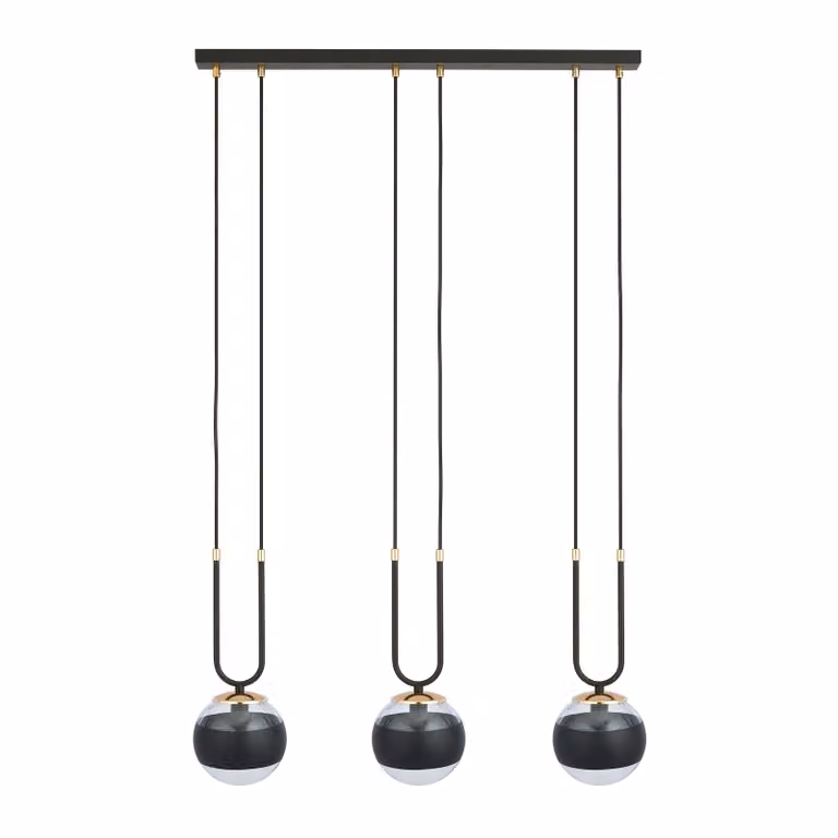 Lampadario Emibig 3xE14 40W GLAM 3 NERO/RIGHE 1113/3