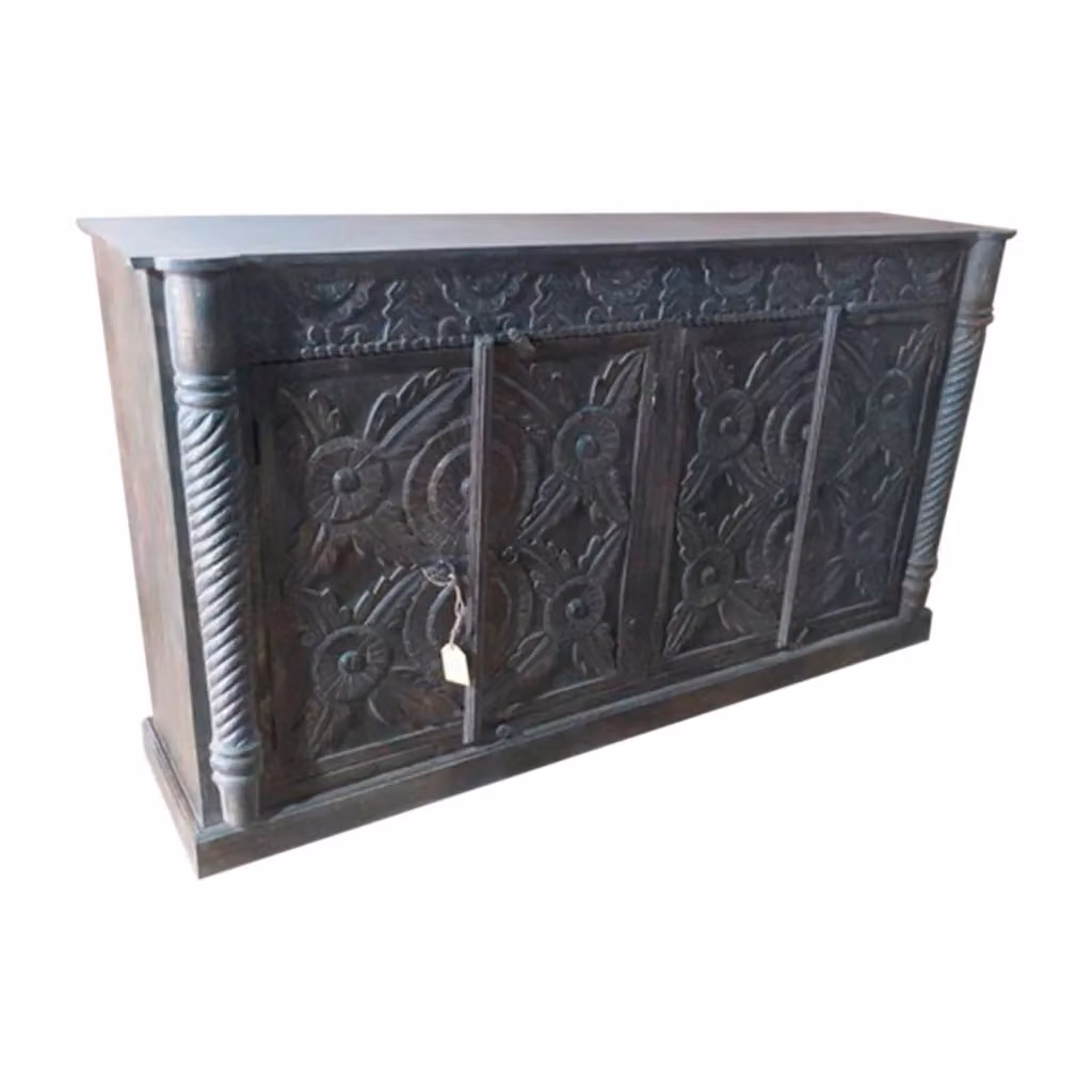 Credenza Wanderlust Deco in legno di mango e acacia marrone con decoro floreale L: 180 cm, P: 44 cm, H: 100 cm – 2