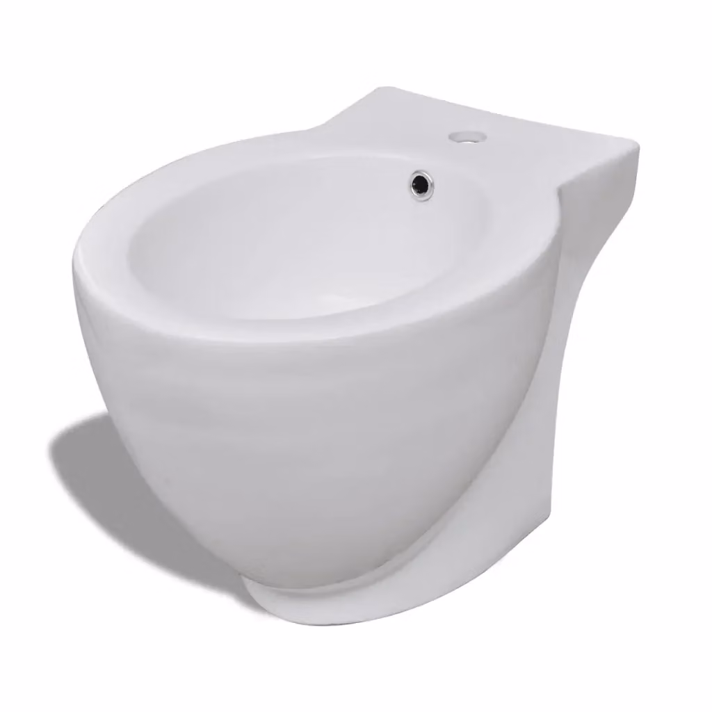 Bidè rotondo bianco con piede in ceramica di alta qualità vidaXL L/P/H: 58 x 40 x 40 cm – 2
