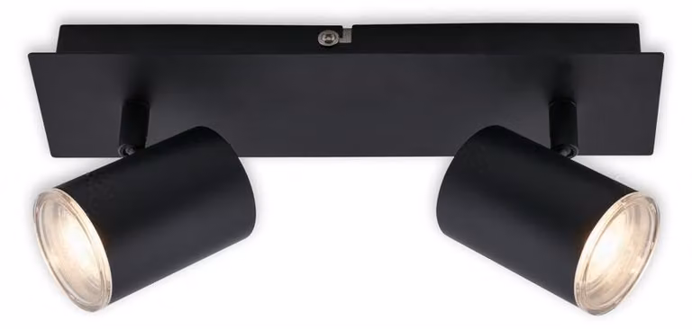 BRILONER - Faretto da soffitto, luce da bagno, lampada da bagno, plafoniera, faretto girevole e inclinabile, 2x LED/GU10, IP44, nero, 290x99x112mm (LxWxH), 2731-025