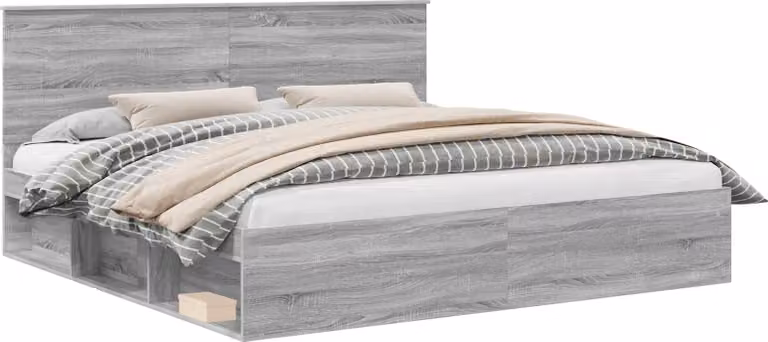 Struttura del letto Grigio Sonoma 200 x 200 cm Pino massello