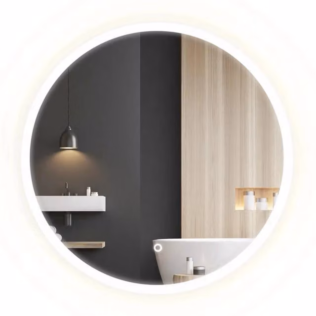 Specchio rotondo con luce LED Rea bianco, diametro: 80 cm – 1