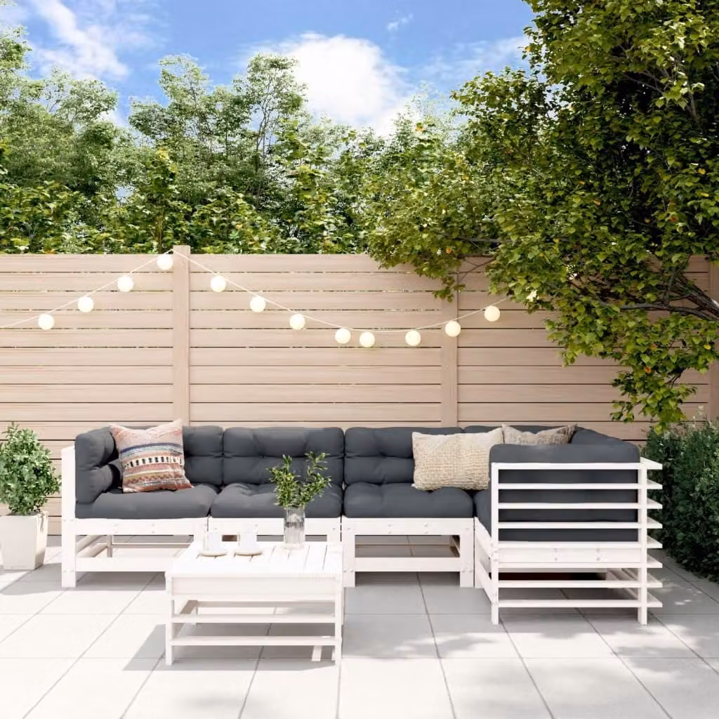 Maison Exclusive - Set Salotto da Giardino 6 pz Bianco in Legno Massello di Pino
