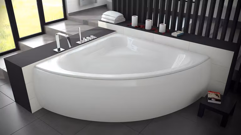 Badewanne Wanne Eck Design Eckbadewanne Schürze Ablauf Silikon Rechts Links