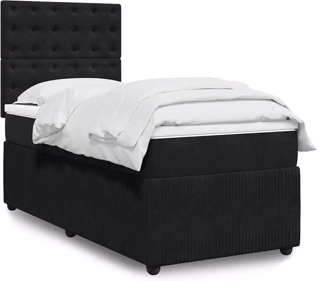 Giroletto a Molle con Materasso Nero 100x200 cm in Velluto 3292276