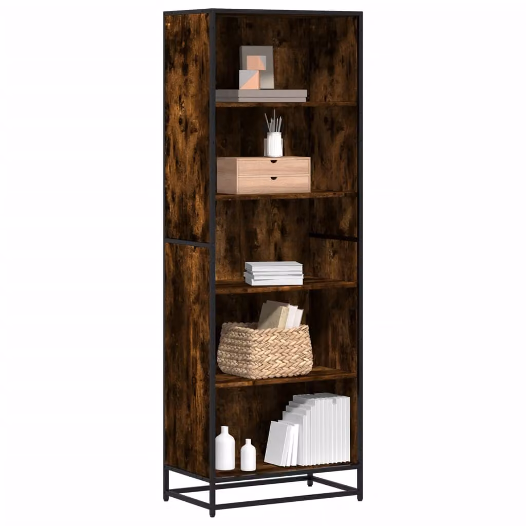 Libreria industrial vidaXL in legno e metallo color marrone, L: 60 cm, P: 35 cm, H: 170,5 cm