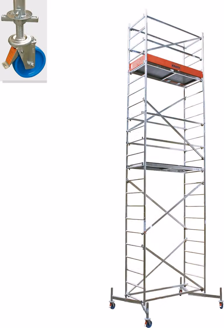 KRAUSE ClimTec Gerüst 7m inkl. Fahrrollensatz Ø 150mm verstellbar