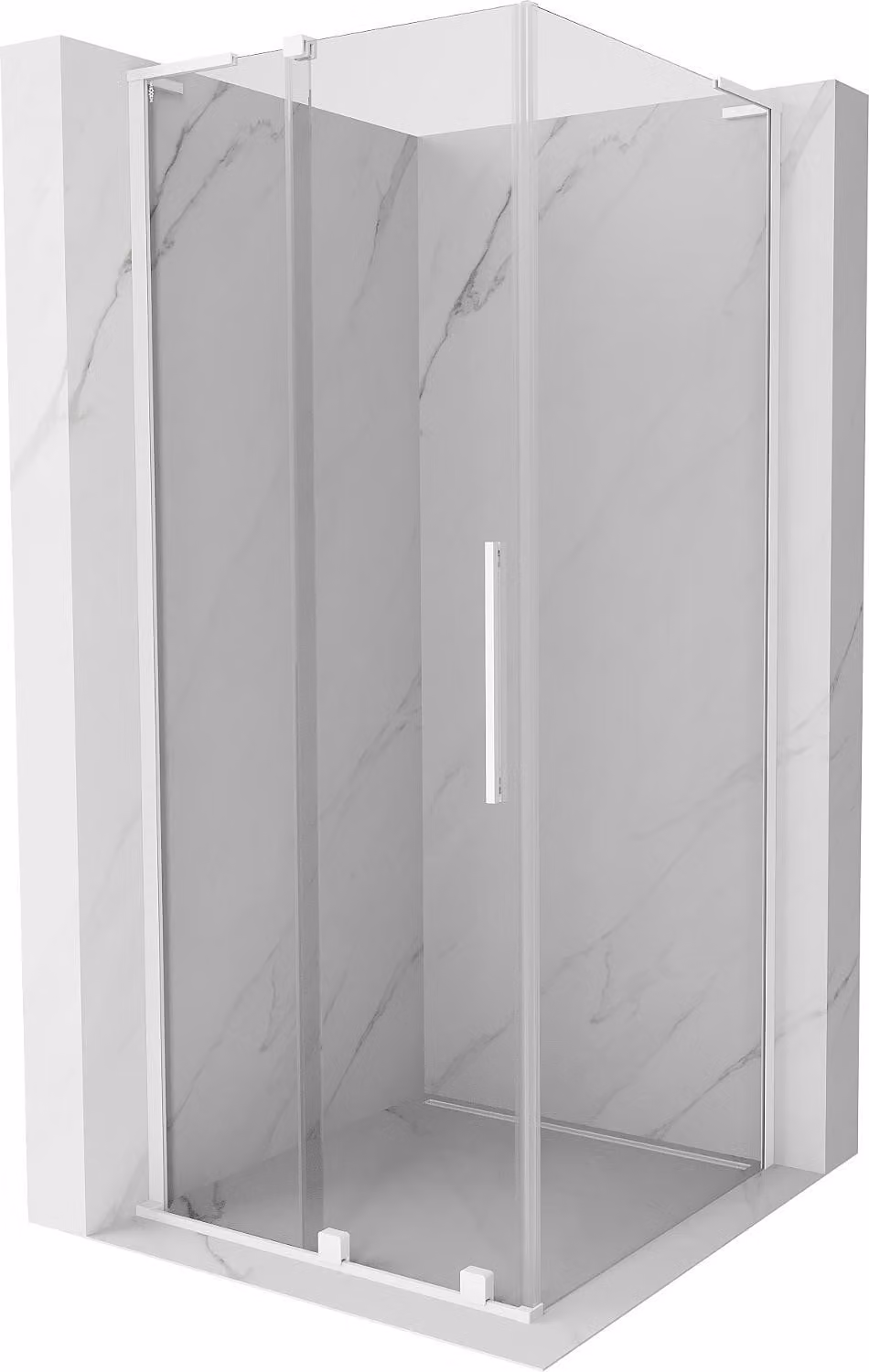Mexen Velar L cabina doccia scorrevole 110 x 110 cm, trasparente, bianca - 871-110-110-03-20