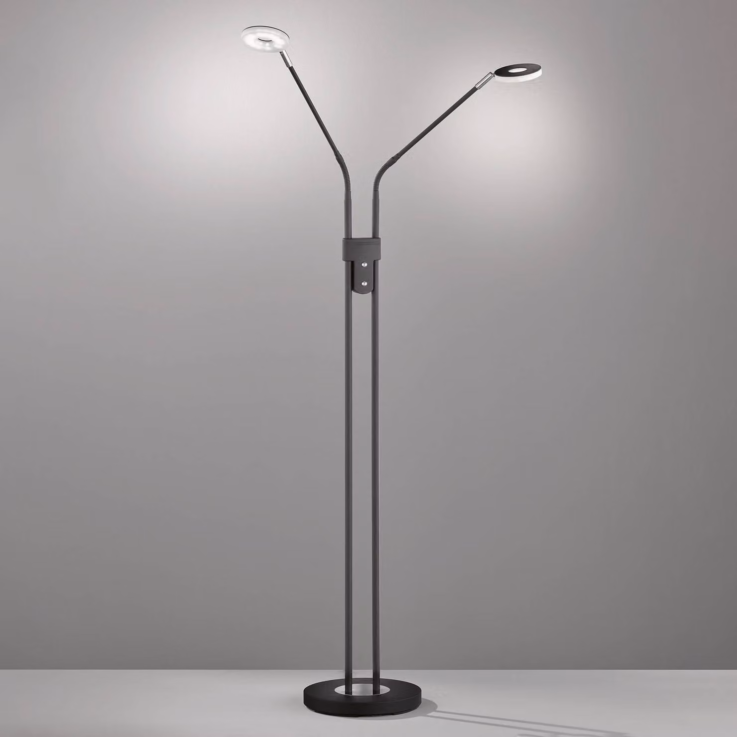 FISCHER & HONSEL Lampada da terra a LED Dent, dimmerabile, Nero, Soggiorno / Sala da pranzo, Metallo, Moderno, Lampada LED da terra
