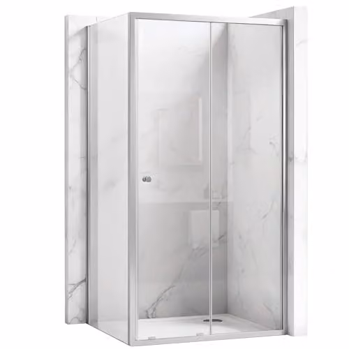 Rea - Cabina Doccia Angolare Primo Swing, Cromo 130X90, D'Angolo Senza Piatto Doccia, Vetro Di Sicurezza Temperato Trasparente 4mm, Scorrevole, 130 X 90 X 190 cm