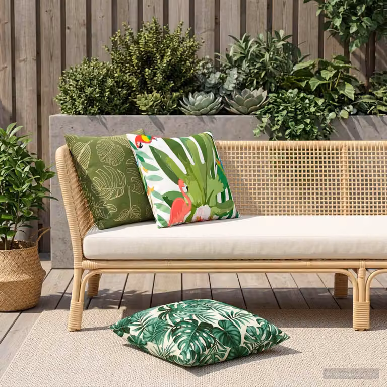 vidaXL Cuscino con cuscino HEERLEN 2 pz Design a foglia Poliestere