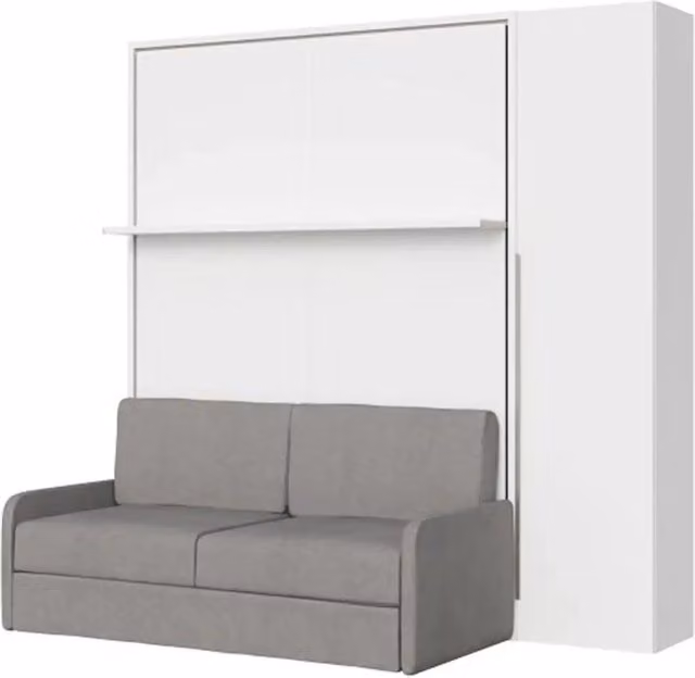 Letto matrimoniale a scomparsa Versia Kivio con divano e armadio bianco 140x200 cm – 1