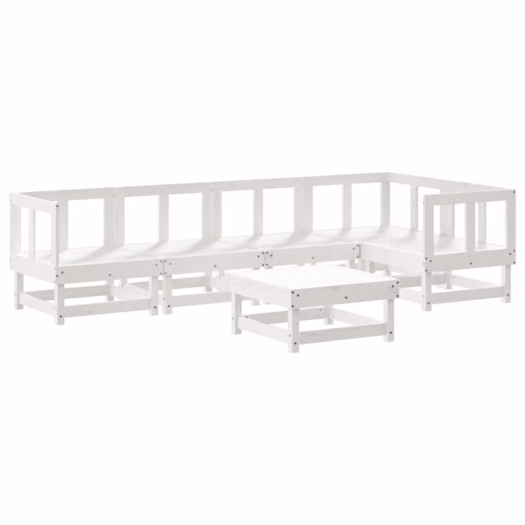 Set Salotto da Giardino 6 pz Bianco in Legno Massello di Pino