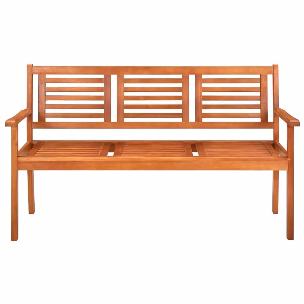 Panchina da giardino a 3 posti vidaXL in legno di eucalipto massello oliato con cuscini marroni e verdi, L: 150 cm