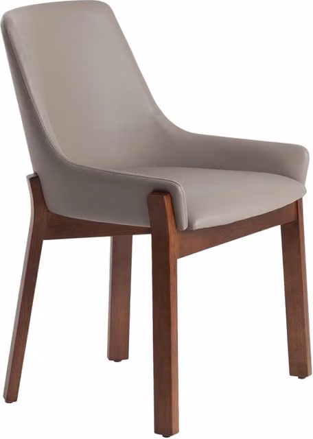 Sedia moderna Angel Cerdá in ecopelle grigio e marrone con struttura in legno
