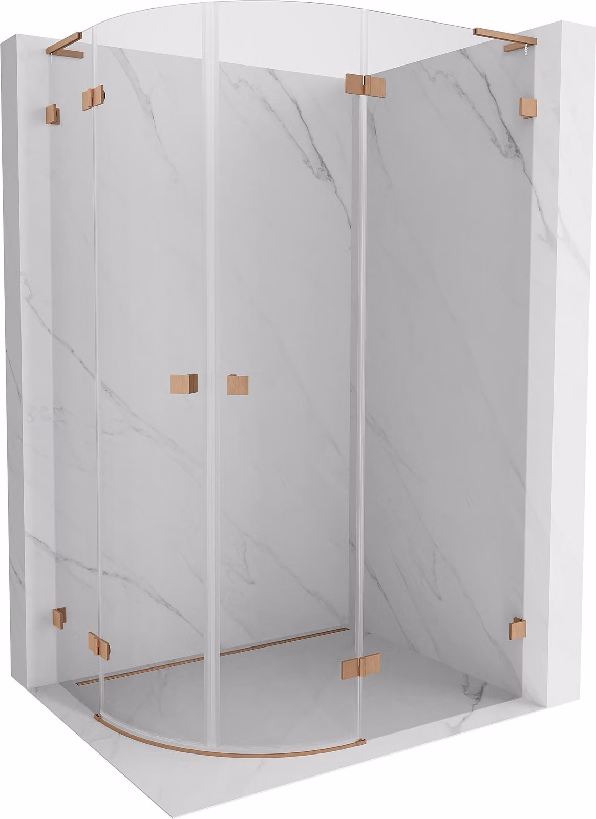 Mexen Lunar L cabina doccia semicircolare a battente destra 100 x 90 cm, trasparente, rame spazzolato - 833L-100P-090L-65-00