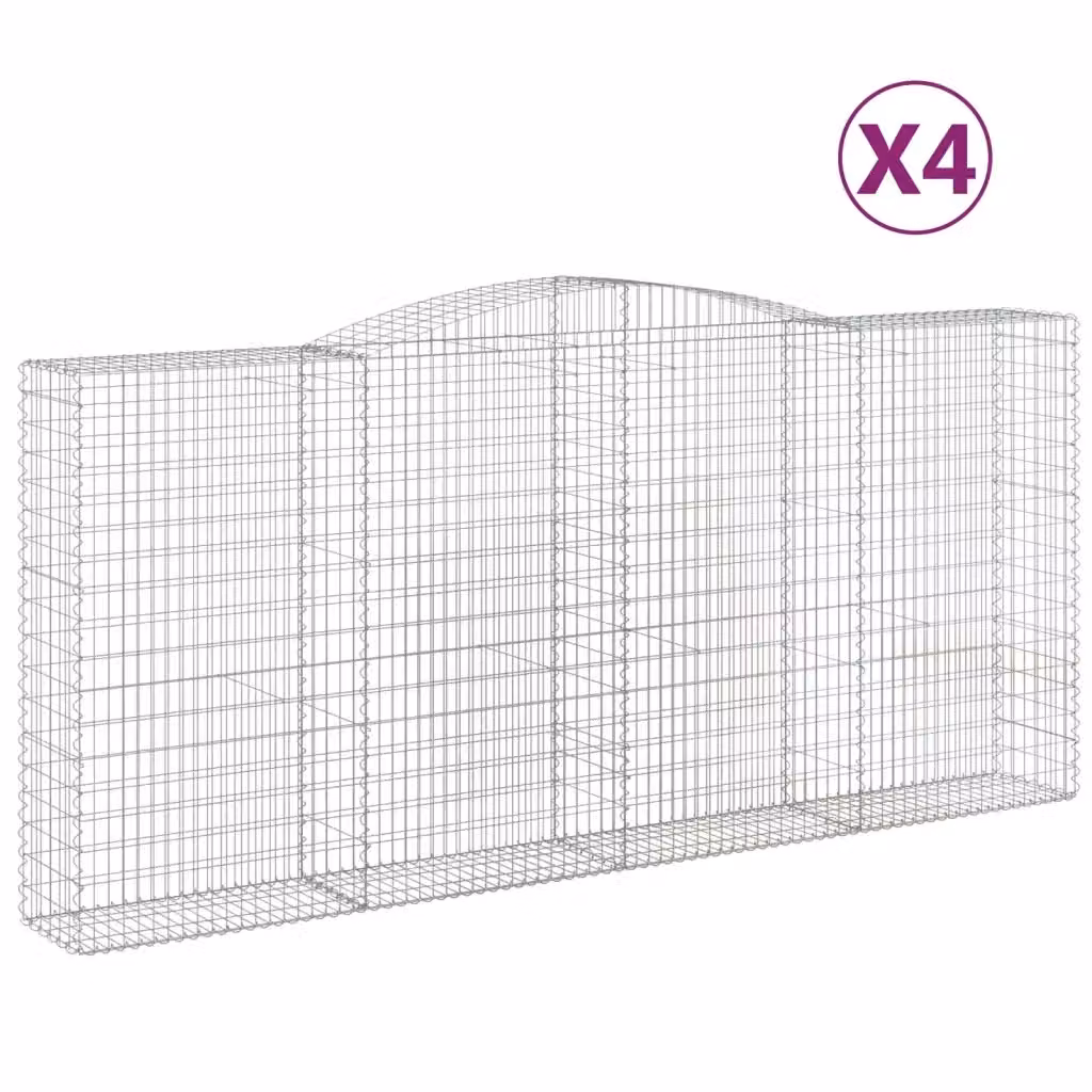 Set di 4 Cesti Gabbioni ad Arco vidaXL in Acciaio Zincato Argento L: 400 cm, P: 50 cm, H: 180/200 cm – 2
