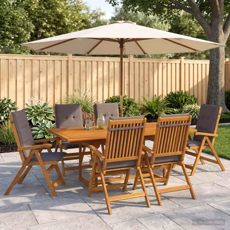 Set da pranzo da giardino vidaXL in legno di acacia naturale composto da 7 pezzi