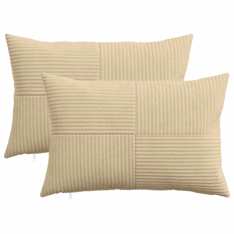 Set di 2 federe vidaXL ALMELO in velluto a coste, Grigio Verde, L 50 cm x P 75 cm