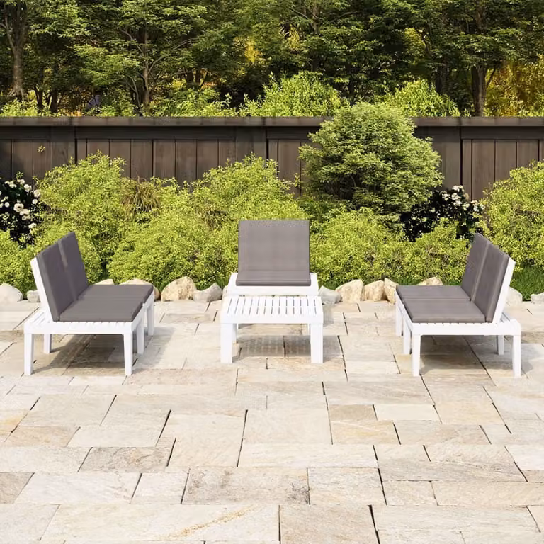 Maison Exclusive - Set Divani da Giardino con Cuscini 4 pz in Plastica Bianco