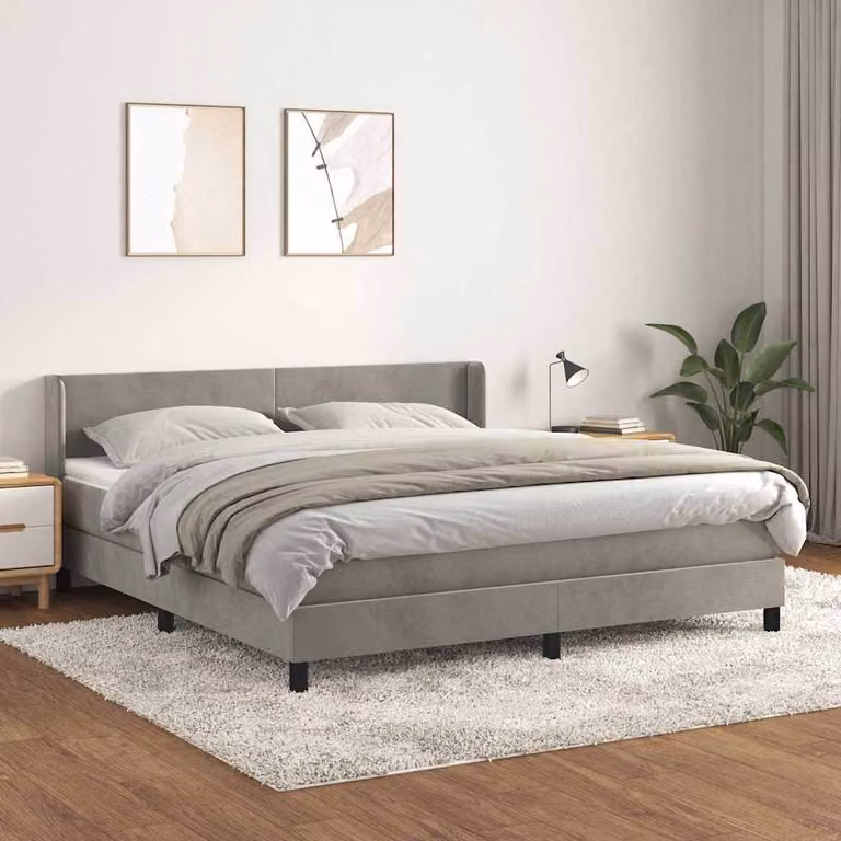 vidaXL Giroletto a Molle con Materasso in Velluto Grigio Chiaro L/P/H: 180 x 200 x 88 cm
