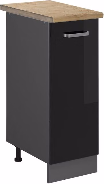 Armadio cucina dispensa alto R-Line Nero lucido/Antracite 30 cm, PL Rovere Vicco