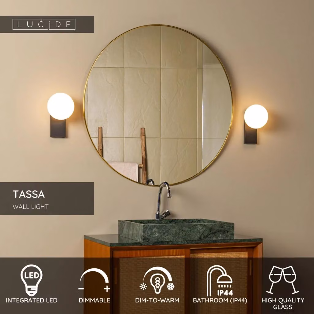 Applique da bagno LED TASSA Lucide in vetro nero IP44 – 2