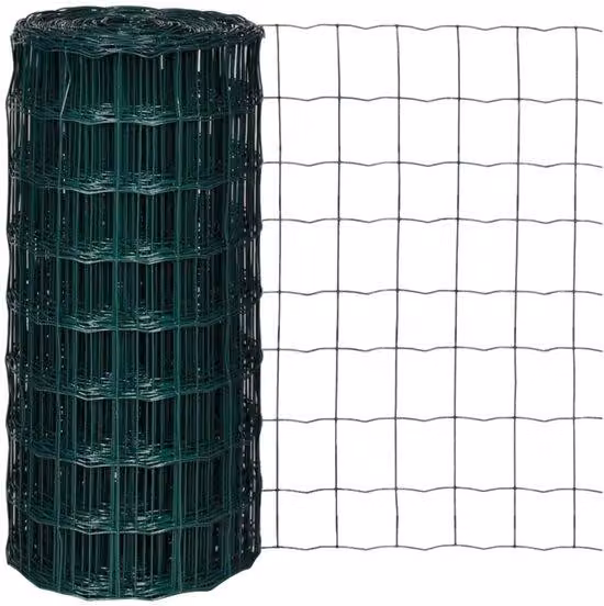 Recinzione da giardino - Rete metallica rivestita in PVC - Recinzione da giardino per giardino e animali - 10 x 0,8 m - Maglia 100x100 mm - Verde