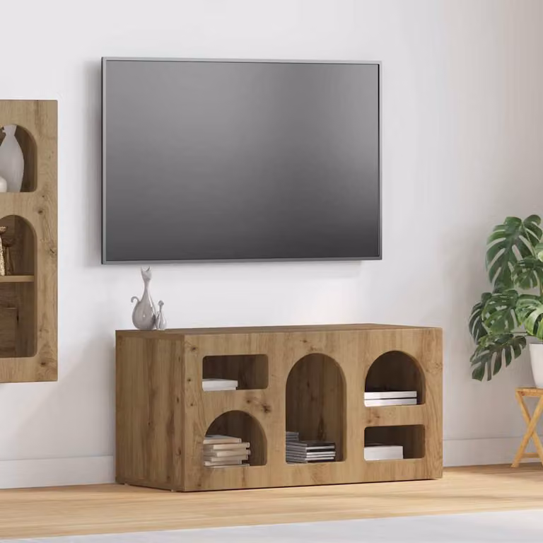 Mobile TV vidaXL in Rovere artigianale marrone L 80 cm, P 35 cm, H 40 cm