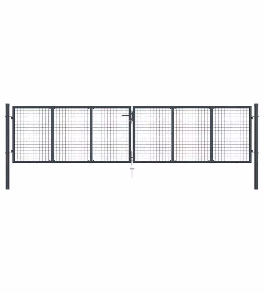 Cancello per Giardino in Acciaio Zincato 400x125cm Grigio