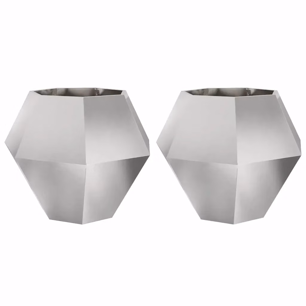 Set di 2 fioriere vidaXL in acciaio inossidabile argento L 100 x P 100 x H 80 cm – 2