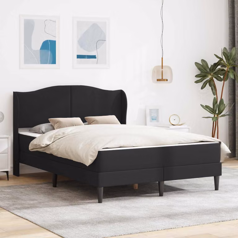 Struttura del letto con testiera vidaXL in similpelle nero L/P/H: 200 x 120 x 101 cm